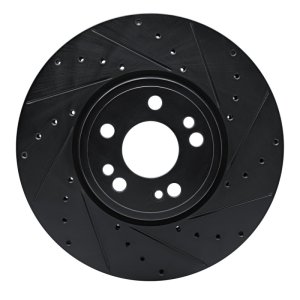 Mercedes-Benz GLE350 Brake Rotor (1) - Front Right - R1 Concepts - Drilled & Slotted - Black - `20-`23
